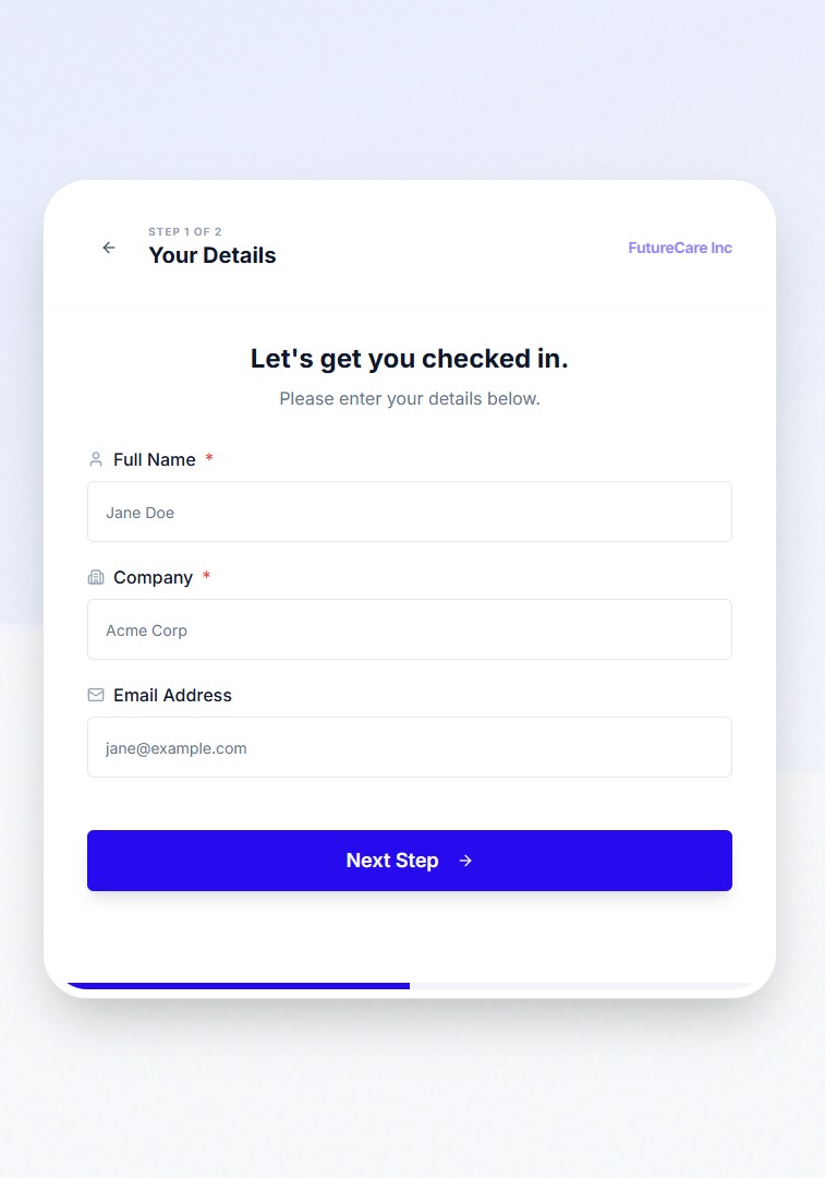 Kiosk sign-in step