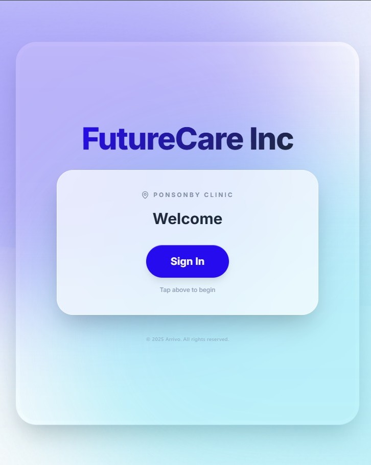 Arrivo kiosk welcome screen